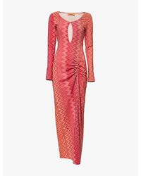 Missoni - Chevron Ruched Stretch-Woven Maxi Dress - Lyst