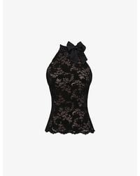 House Of Cb - Natalya Detachable-Bow Stretch-Lace Top - Lyst
