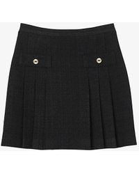 Sandro - High-rise Pleated Tweed Mini Skirt - Lyst