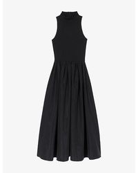 Maje - Sleeveless High-Neck Taffeta Midi Dress - Lyst