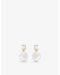 V By Laura Vann - Bella 18ct Yellow -plated Vermeil Recycled Sterling-silver Baroque Pearl And Topaz Drop Earrings - Lyst