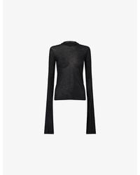 Rick Owens - Cropped Hooded Long-Sleeve Silk-Blend T-Shirt - Lyst