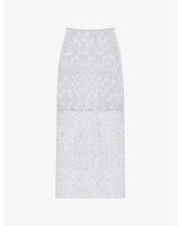 Ro&zo - Floral Sequin And Bead-Embellished Maxi Skirt - Lyst
