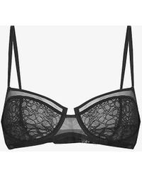 Calvin Klein - Graphic Floral-lace Stretch-woven Soft-cup Bra - Lyst
