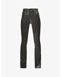 PAIGE - Manhattan Glitter-embellished Flared High-rise Jeans - Lyst