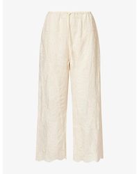Dissh - Cordelia Embroidered Cotton Cropped Trousers - Lyst