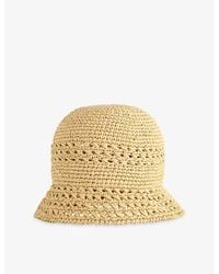 Miu Miu - Branded Crotchet Woven Bucket Hat - Lyst