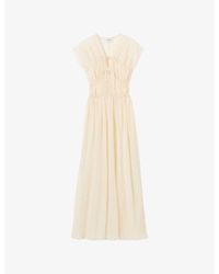 Claudie Pierlot - V-Neck Tie-Front Lyocell-Blend Maxi Dress - Lyst