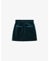 Reiss - Parisa High-Rise Velvet And Satin-Blend Mini Skirt - Lyst