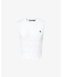 Polo Ralph Lauren - Cable-Knit Sleeveless Cotton Vest - Lyst