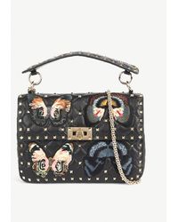 Valentino Rockstud Spike.it Butterfly Leather Shoulder Bag - Black