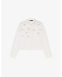 Maje - Cropped Jewel-Embellished Cotton Shirt - Lyst