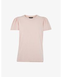 Whistles - Frill-sleeved Round-neck Cotton-jersey T-shirt - Lyst