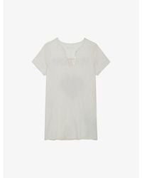 Zadig & Voltaire - Henley Concert And Crush-print Cotton-jersey T-shirt - Lyst
