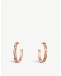 Cartier - Love 18ct Rose-gold And 0.51ct Diamond Earrings - Lyst