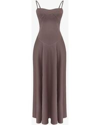 House Of Cb - Anabella Lace-up Satin Maxi Dress - Lyst