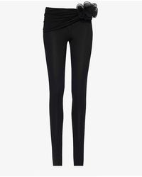 Magda Butrym - Floral-embellished Skinny-leg Mid-rise Stretch-woven Trousers - Lyst
