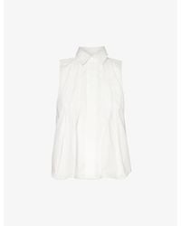 Sacai - Pleated Flared-hem Cotton-poplin Shirt X - Lyst