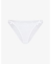 Agent Provocateur - Rosia Bow-Embroidered Mid-Rise Woven Briefs - Lyst