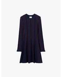 Claudie Pierlot - Striped Long-Sleeved Knitted Mini Dress - Lyst