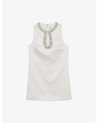 Reiss - Leome Crystal-Embellished Woven Mini Dress - Lyst