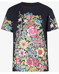 Etro - Floral-pattern Short-sleeve Cotton-jersey T-shirt - Lyst