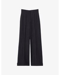 Claudie Pierlot - Tailored Wide-Leg Stretch Wool-Blend Trousers - Lyst
