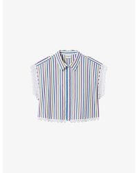 Claudie Pierlot - Striped Lace-Trim Cotton Shirt - Lyst