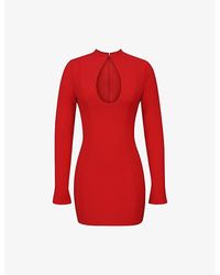 House Of Cb - Lotus Keyhole-Detail Stretch-Crepe Mini Dress Xs (A-C Cup) - Lyst