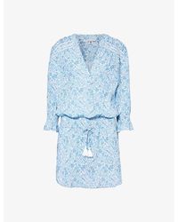 Heidi Klein - Paisley-print Shirred-sleeve Cotton Mini Dress - Lyst