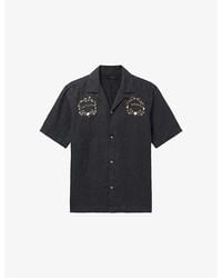 AllSaints - Klavicle Embroidered Short-Sleeve Linen Shirt - Lyst
