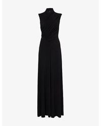 Alberta Ferretti - Draped Sleeveless Stretch-Woven Maxi Dress - Lyst