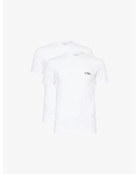 Emporio Armani - Brand Logo-Print Pack Of Two Cotton-Jersey T-Shirts - Lyst