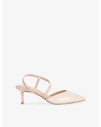 Dune - Charming Patent-Leather Heeled Sling-Back Courts - Lyst