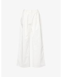 The Couture Club - Pleated Wide-Leg Cotton And Linen Trousers - Lyst