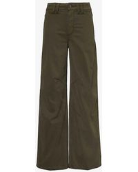 PAIGE - Clean Front Sasha Wide-leg High-rise Woven Trousers - Lyst