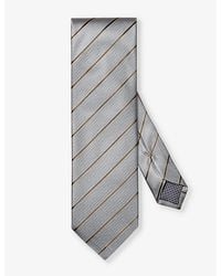 Eton - Stripe-pattern Textured Silk Tie - Lyst