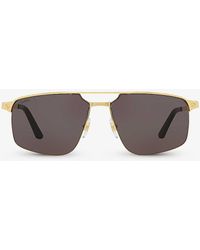 Cartier - 6l001639 Ct0385s Pilot-frame Metal Sunglasses - Lyst