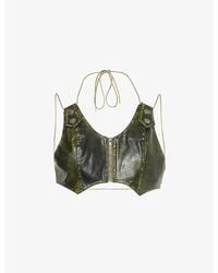 Jaded London - Zip-front Cropped Faux-leather Top - Lyst