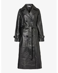 Reformation - Ashland Notch-lapel Leather Coat - Lyst