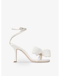 Jimmy Choo - Staz 90 Mesh-Bow Satin Heeled Sandals - Lyst