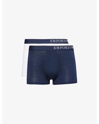 Emporio Armani - Branded-waist Stretch-jersey Trunks Pack Of Two X - Lyst