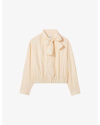 Claudie Pierlot - Pussy-Bow Cotton-Poplin Blouse - Lyst