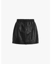 AllSaints - Shana Drawstring-waist Leather Mini Skirt - Lyst
