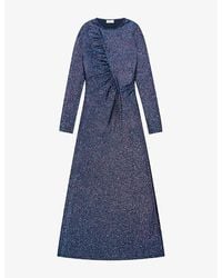 Ro&zo - Kylie Sparkle Ruched-Front Maxi Dress - Lyst