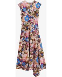 Ted Baker - Slanno Floral-print Woven Midi Dress - Lyst