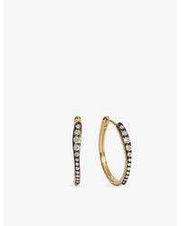 Monica Vinader - Riva Pavé Diamond Blackened Medium 18Ct Vermeil And 0.35Ct Lab Grown Diamond Hoop Earrings - Lyst