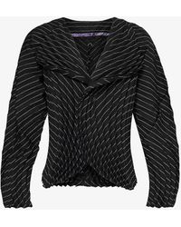 Issey Miyake - Curved Pleated Pinstriped Wool-blend Jacket - Lyst