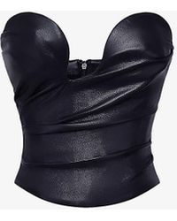 House Of Cb - Saffira Corseted Faux-leather Top - Lyst