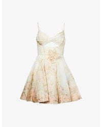 Zimmermann - Memento Twist-Front Linen And Silk Mini Dress - Lyst